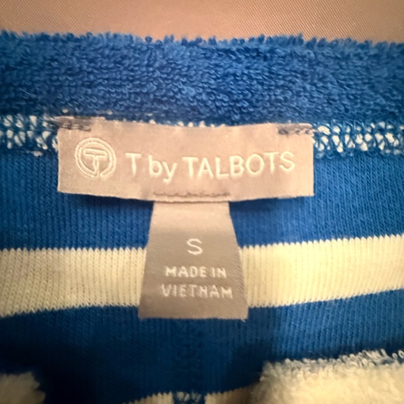 NWOT Talbots Blue/White Striped Short Sleeve Terrycloth Tee Size Small - Picture 4 of 9